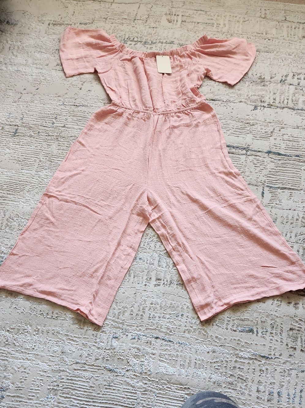 NEW love J Pale Pink Off-Shoulder Wide-Leg Jumpsuit - Picture 2 of 12
